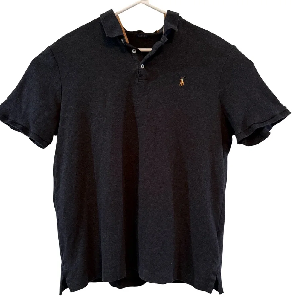 Polo Ralph Lauren Boys XL Dark Gray Classic Fit Short Sleeve Polo Shirt Cotton